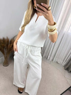 Kit 2 Conjuntos Blusa Decote V e Calça