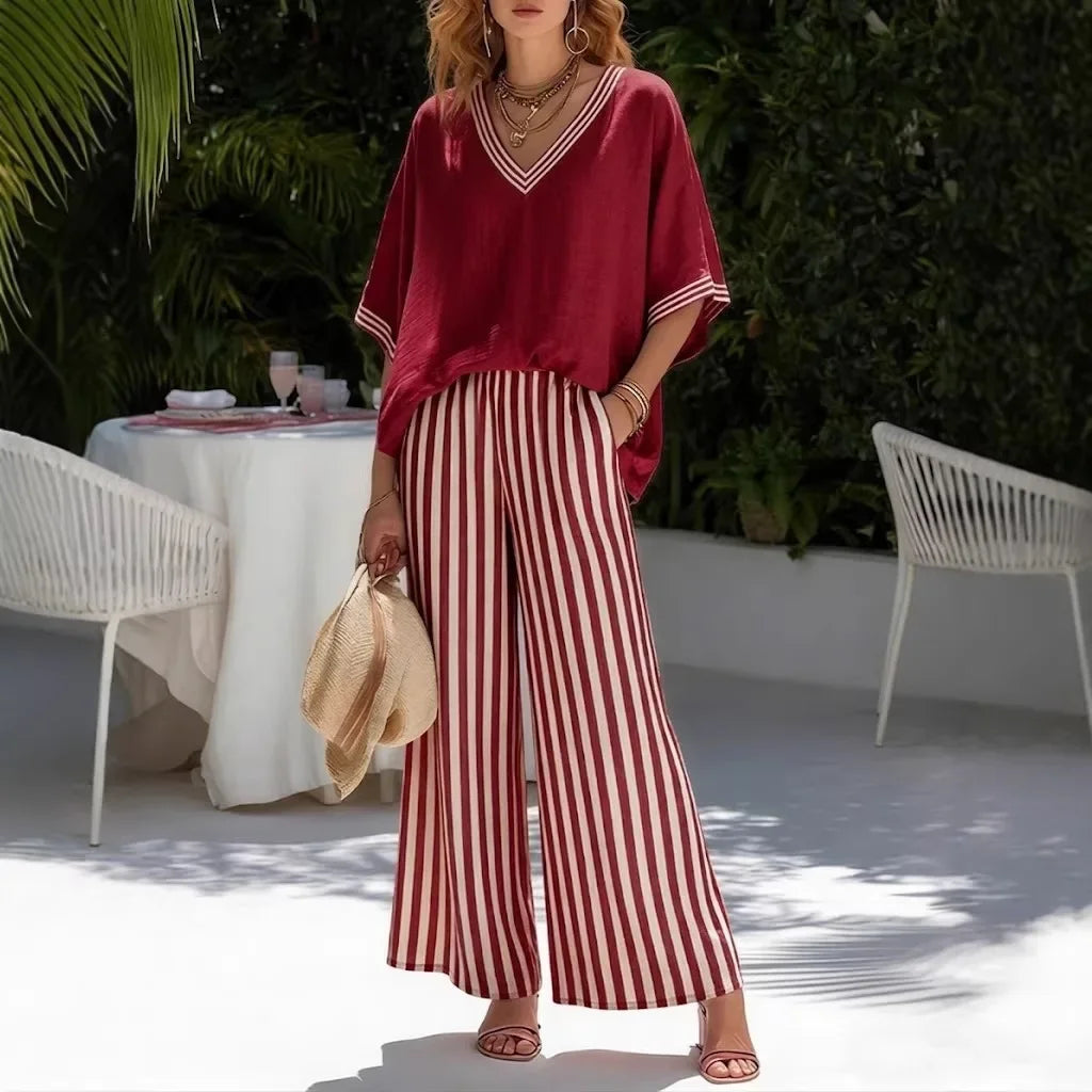 Conjunto Calenne™ em Linho de Algodão com Contraste